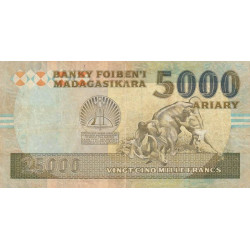 Madagascar - Pick 74Ab - 25'000 francs - 5'000 ariary - Série FD - 1996 - Etat : TB-