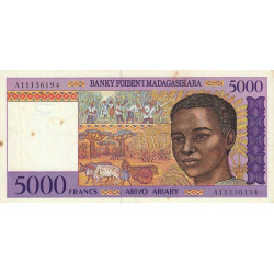 Madagascar - Pick 78a - 5'000 francs - 1'000 ariary - Série A - 1995 - Etat : TB+