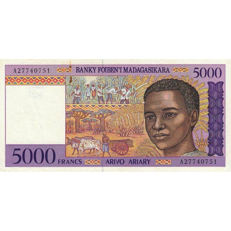 Madagascar - Pick 78a - 5'000 francs - 1'000 ariary - Série A - 1995 - Etat : TTB-