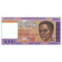 Madagascar - Pick 78a - 5'000 francs - 1'000 ariary - Série A - 1995 - Etat : SPL