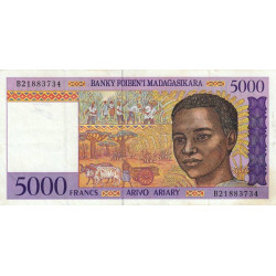 Madagascar - Pick 78b - 5'000 francs - 1'000 ariary - Série B - 1997 - Etat : TTB