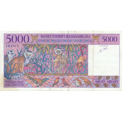 Madagascar - Pick 78b - 5'000 francs - 1'000 ariary - Série B - 1997 - Etat : TTB
