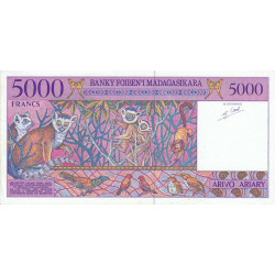 Madagascar - Pick 78b - 5'000 francs - 1'000 ariary - Série B - 1997 - Etat : SPL