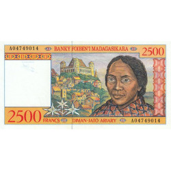 Madagascar - Pick 81 - 2'500 francs - 500 ariary - Série A - 1998 - Etat : NEUF