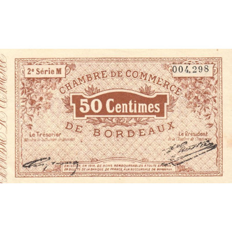 Bordeaux - Pirot 30-4 - 50 centimes - Série M - 1914 - Etat : SUP