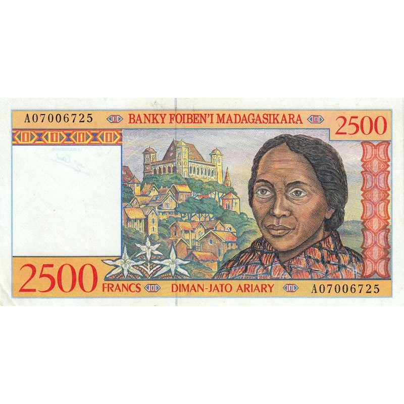 Madagascar - Pick 81 - 2'500 francs - 500 ariary - Série A - 1998 - Etat : SPL