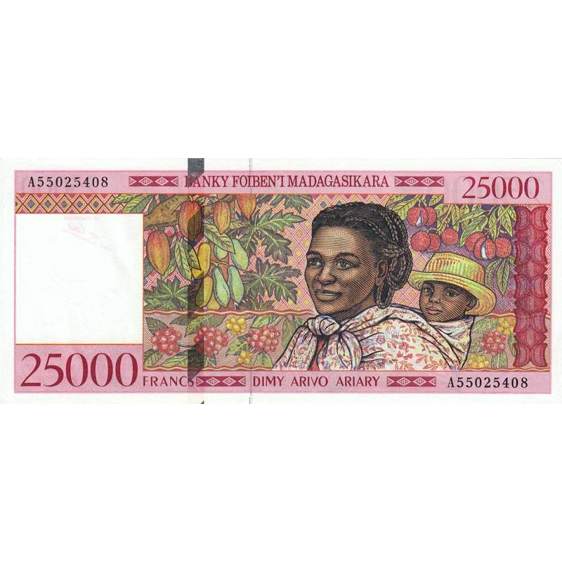 Madagascar - Pick 82 - 25'000 francs - 5'000 ariary - Série A - 1998 - Etat : NEUF