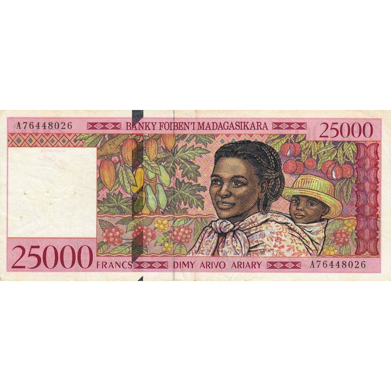Madagascar - Pick 82 - 25'000 francs - 5'000 ariary - Série A - 1998 - Etat : TB+