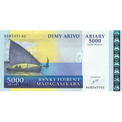 Madagascar - Pick 84 - 5'000 ariary - 25'000 francs - Série A G - 2003 - Etat : NEUF