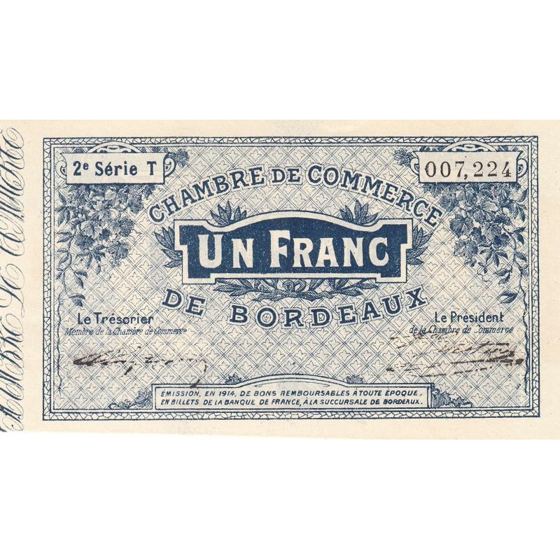 Bordeaux - Pirot 30-6 - 1 franc- Série T - 1914 - Etat : SUP