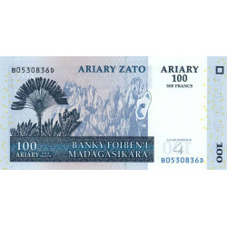 Madagascar - Pick 86b - 100 ariary - 500 francs - Série B D - 2004 (2007) - Etat : NEUF