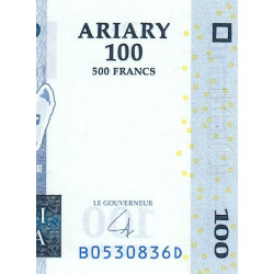 Madagascar - Pick 86b - 100 ariary - 500 francs - Série B D - 2004 (2007) - Etat : NEUF