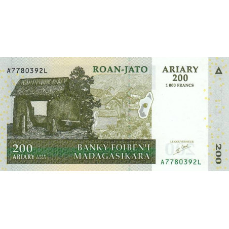 Madagascar - Pick 87a - 200 ariary / 1'000 francs - Série A L - 2004 - Etat : NEUF