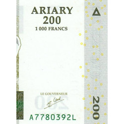 Madagascar - Pick 87a - 200 ariary - 1'000 francs - Série A L - 2004 - Etat : NEUF
