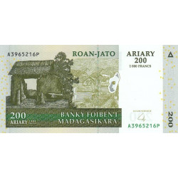 Madagascar - Pick 87b - 200 ariary / 1'000 francs - Série A P - 2004 (2007) - Etat : NEUF