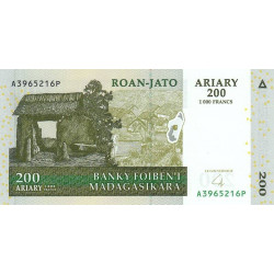 Madagascar - Pick 87b - 200 ariary - 1'000 francs - Série A P - 2004 (2007) - Etat : NEUF