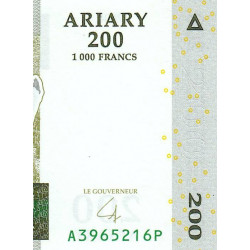 Madagascar - Pick 87b - 200 ariary - 1'000 francs - Série A P - 2004 (2007) - Etat : NEUF