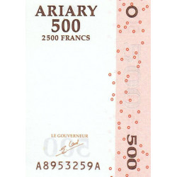 Madagascar - Pick 88a - 500 ariary - 2'500 francs - Série A A - 2004 - Etat : NEUF