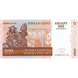 Madagascar - Pick 88b - 500 ariary - 2'500 francs - Série A H - 2004 (2007) - Etat : NEUF