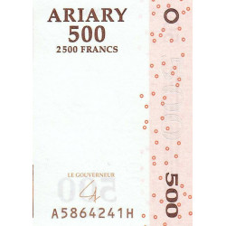 Madagascar - Pick 88b - 500 ariary / 2'500 francs - Série A H - 2004 (2007) - Etat : NEUF