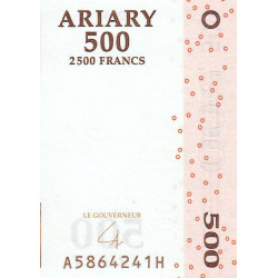 Madagascar - Pick 88b - 500 ariary - 2'500 francs - Série A H - 2004 (2007) - Etat : NEUF