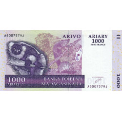 Madagascar - Pick 89a - 1'000 ariary - 5'000 francs - Série A J - 2004 - Etat : SPL