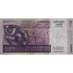Madagascar - Pick 89a - 1'000 ariary - 5'000 francs - Série A J - 2004 - Etat : SPL