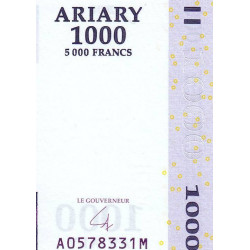 Madagascar - Pick 89b - 1'000 ariary / 5'000 francs - Série A M - 2004 (2007) - Etat : NEUF