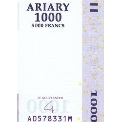 Madagascar - Pick 89b - 1'000 ariary - 5'000 francs - Série A M - 2004 (2007) - Etat : NEUF