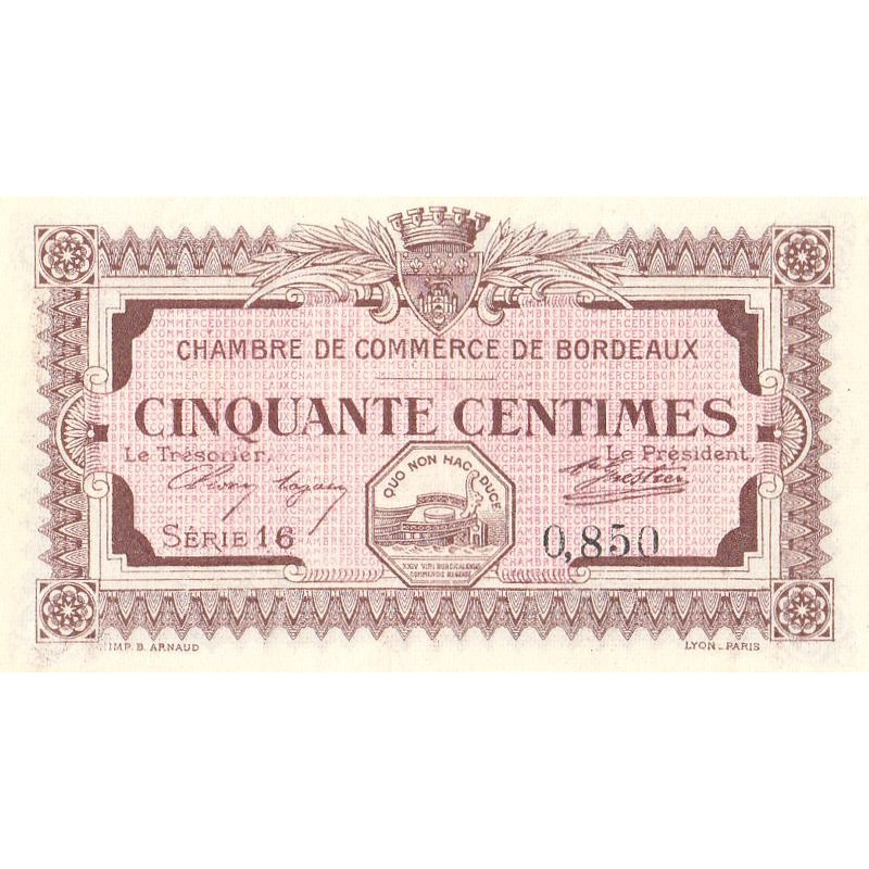 Bordeaux - Pirot 30-11 - 50 centimes - Série 16 - 1917 - Etat : SPL+