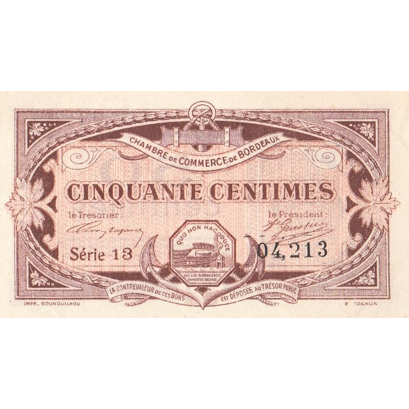 Bordeaux - Pirot 30-20 - 50 centimes - Série 13 - 1917 - Etat : SUP