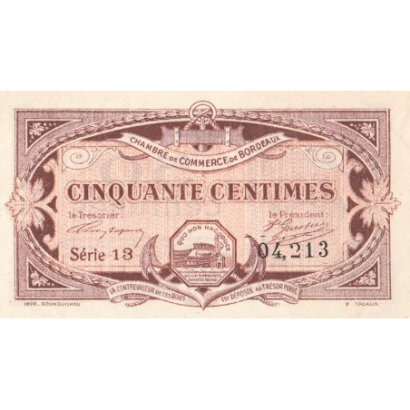 Bordeaux - Pirot 30-20 - 50 centimes - Série 13 - 1917 - Etat : SUP