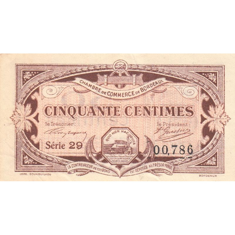 Bordeaux - Pirot 30-20 - 50 centimes - Série 29 - 1917 - Etat : TTB