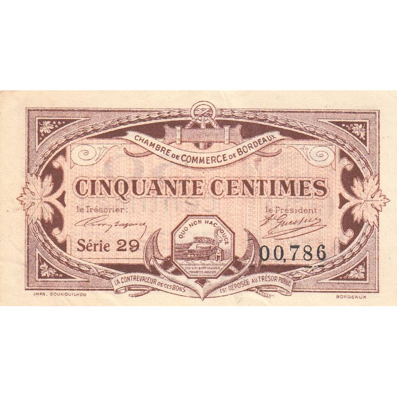 Bordeaux - Pirot 30-20 - 50 centimes - Série 29 - 1917 - Etat : TTB