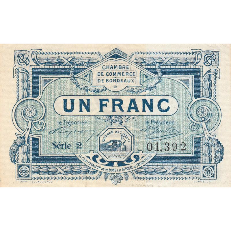 Bordeaux - Pirot 30-21 - 1 franc- Série 2 - 1917 - Etat : TTB+