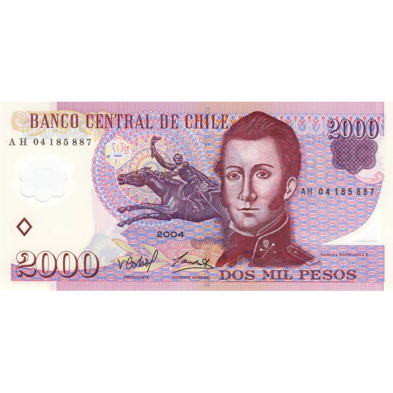 Chili - Pick 160a - 2'000 pesos - Série AH - 2004 - Polymère - Etat : NEUF
