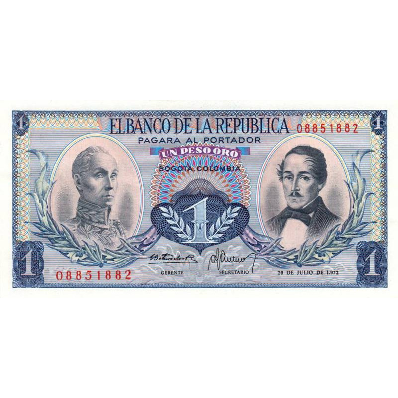 Colombie - Pick 404e4 - 1 peso oro - 20/07/1972 - Etat : NEUF