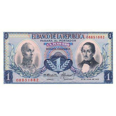 Colombie - Pick 404e4 - 1 peso oro - 20/07/1972 - Etat : NEUF