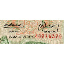 Colombie - Pick 406e2 - 5 pesos oro - 20/07/1974 - Etat : TTB