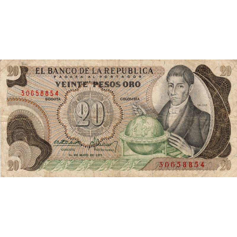Colombie - Pick 409a4 - 20 pesos oro - 01/05/1973 - Etat : TB