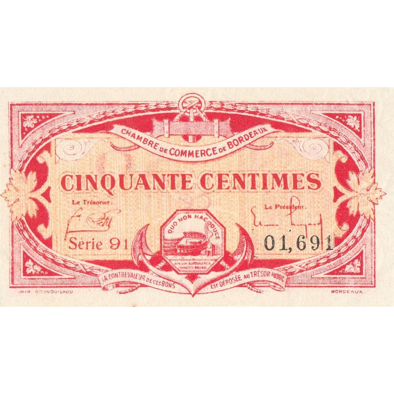 Bordeaux - Pirot 30-24 - 50 centimes - Série 91 - 1920 - Etat : SPL