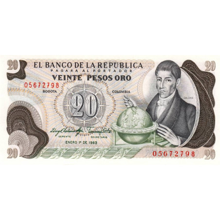 Colombie - Pick 409d4 - 20 pesos oro - 01/01/1983 - Etat : NEUF