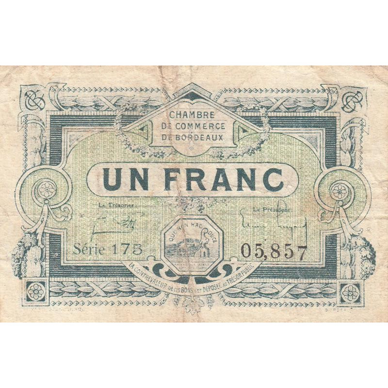 Bordeaux - Pirot 30-26 - 1 franc- Série 175 - 1920 - Etat : TB-