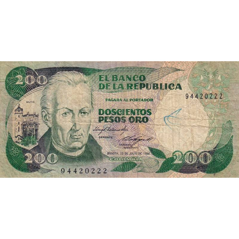 Colombie - Pick 429a2 - 200 pesos oro - 20/07/1984 - Etat : TB-