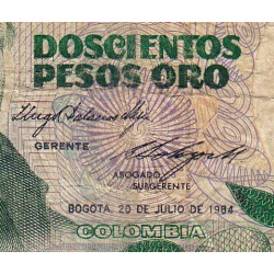 Colombie - Pick 429a2 - 200 pesos oro - 20/07/1984 - Etat : TB-