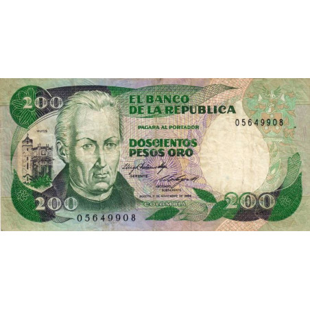 Colombie - Pick 429b1 - 200 pesos oro - 01/11/1984 - Etat : TB+