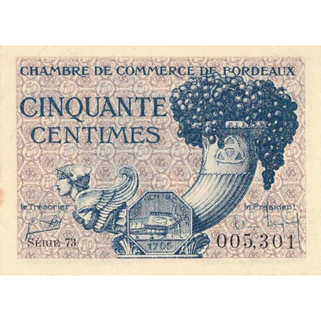 Bordeaux - Pirot 30-28 - 50 centimes - Série 73 - 1921 - Etat : SPL
