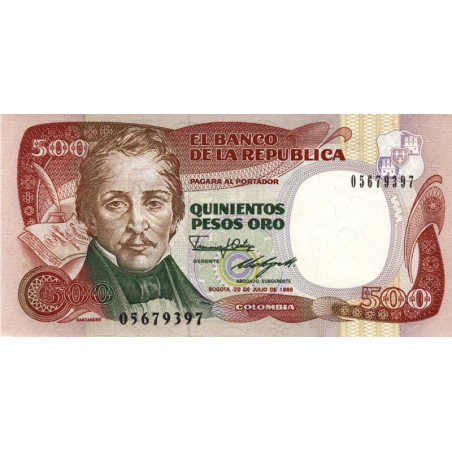 Colombie - Pick 431_3 - 500 pesos oro - 20/07/1989 - Etat : NEUF