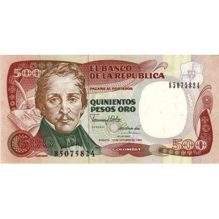 Colombie - Pick 431_4 - 500 pesos oro - 12/10/1990 - Etat : SPL