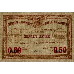 Boulogne-sur-Mer - Pirot 31-17 variété - Série C1 - 50 centimes - 07/07/1916 - Etat : SUP à SPL+